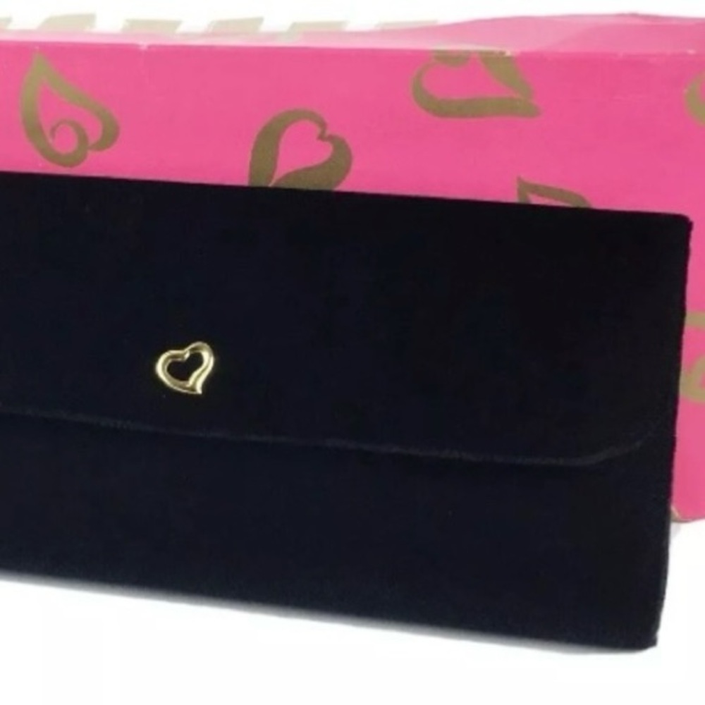 Clutch Purse Black Velvet Gold Heart Victoria Secret Original Box Vintage
